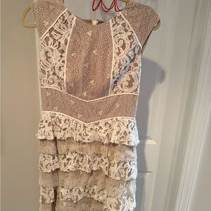 BCBGMaxAzria Cream Lace Mini Dress